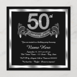 Silberne 50. Geburtstagsparty Einladung