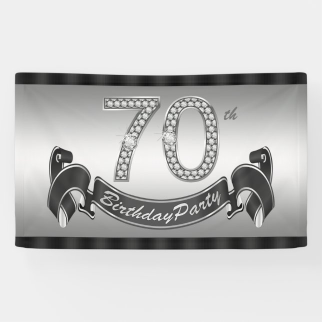 Silberne 70. Geburtstagsfeier Banner (Horizontal)