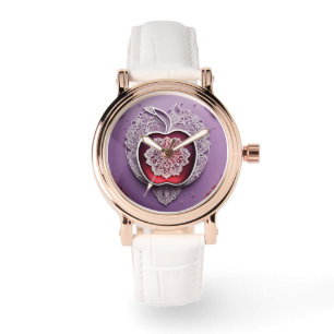 Silberne Apfelspitze AI-Kunst Armbanduhr
