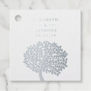 Silberne Aquarell-Baum-Hochzeit Geschenkanhänger
