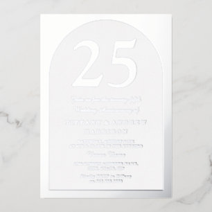 Silberne Arch 25. Hochzeitstag Silber Folieneinladung
