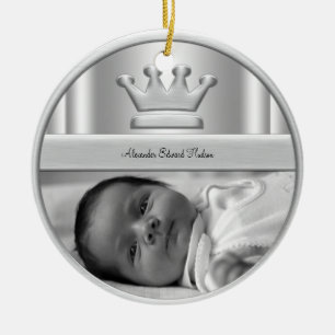 Silberne Baby-Jungen-Foto-Verzierung Prinz-Crown Keramik Ornament