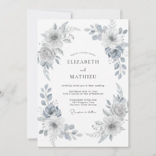 Silberne bemalte Blätter Hochzeit Einladung