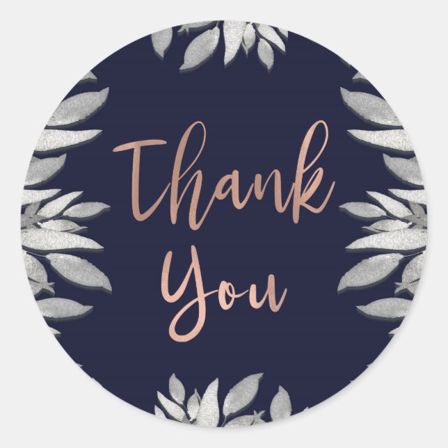 Silberne Blätter Botanisches glänzendes blaues Ros Runder Aufkleber (Vorderseite)