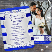 Silberne Blaue Gestreifte Hochzeit für immer und e