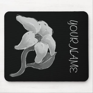 Silberne Blume Mousepad