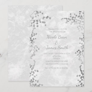 Silberne Blumen-Beeren Elegante Hochzeitseinladung Einladung