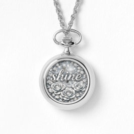 Silberne Blumenhalskette Shine Armbanduhr