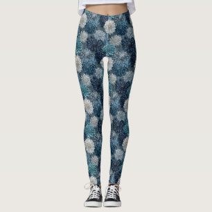 Silberne Cardio-Dahlien Luxus-Hochzeitsgeschenke Leggings