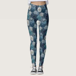 Silberne Cardio-Dahlien Luxus-Hochzeitsgeschenke Leggings
