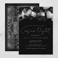 Silberne Casino-Nacht-Party-Einladungen