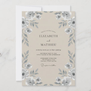 Silberne Champagner-Reben-Hochzeit Einladung