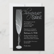 Silberne Champagner-Toast-Einladung