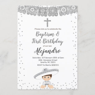 Silberne Charro Jungentaufe und Einladung
