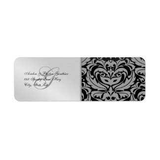 Silberne Damast-Maskerade-Halloween-Adressetikette