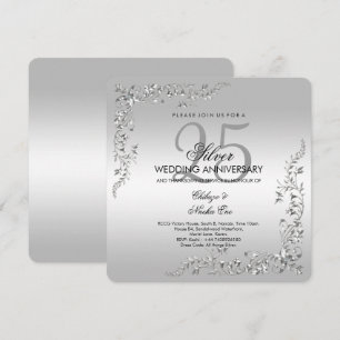 Silberne Dekoration 25. Hochzeitstag Einladung