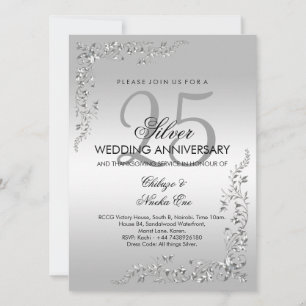Silberne Dekoration Einladung zur 25. Hochzeitstag