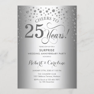 Silberne Diamant-Überraschung 25. Jubiläumsfeier Einladung