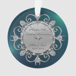 Silberne Diamanten Grün 50. Hochzeitstag Ornament