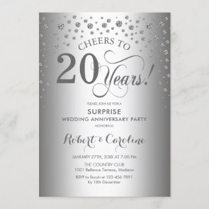 Silberne Diamond Surprise 20-Jahres-Jubiläumsfeier Einladung