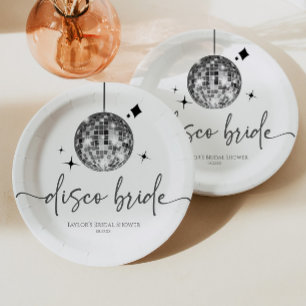 Silberne Disco-Kugel Disco-Braut Brautparty Pappteller