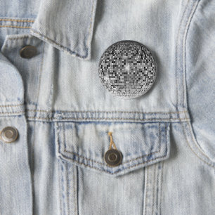 Silberne Disco-Kugel Retro-Party Pinback-Button Button