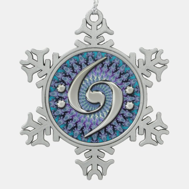 Silberne doppelte schneeflocken Zinn-Ornament (Vorderseite)