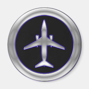 Silberne Düsenflugzeug Magnet