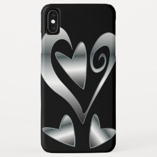 Silberne Effektdruckherzen auf Schwarzem Case-Mate iPhone Hülle