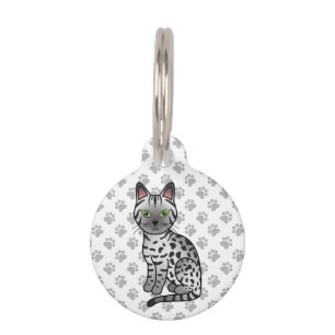 Silberne Egyptian Mau Niedliche Cartoon-Katze & In Haustiermarke