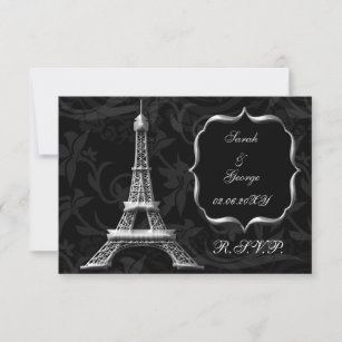 silberne Eiffelturm, französischer uAwg 3,5 x 5 RSVP Karte