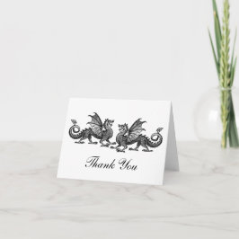Silberne elegante Drachen danken Ihnen zu Dankeskarte