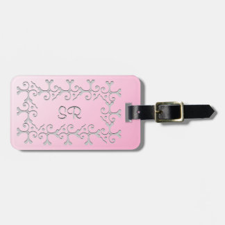 Silberne Eleganz Rosa Personalisiert Gepäckanhänger