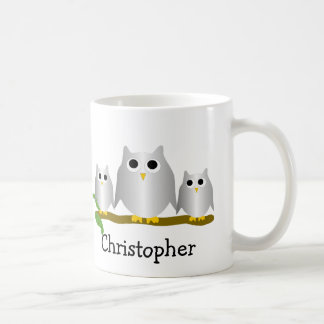 Silberne Eulen Design Personalisiert Kaffeetasse