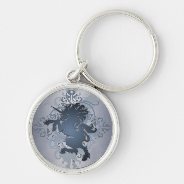 Silberne Fantasiestädtischer Schlüsselanhänger (Vorne)