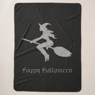 Silberne fliegende Hexe Halloween Sherpadecke