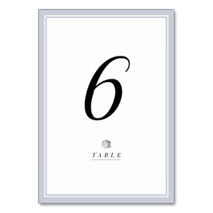 silberne florale graue minimalistische Hochzeitsti Tischnummer