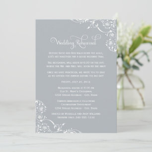 Silberne Flourish-Hochzeitsprobe Einladung