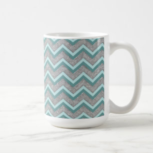Silberne Folie und aquamariner Zickzack Tasse