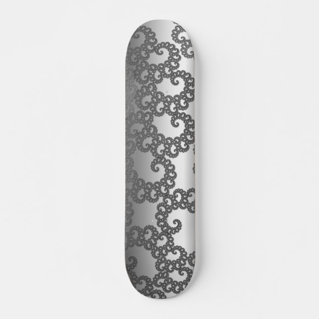 Silberne Fraktal Art Skateboard (Vorne)