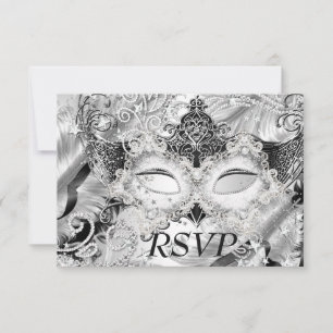 Silberne Glanz-Maske Maskenball-Antwort RSVP Karte