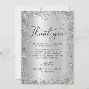 Silberne Glitter-Metallfolie 25. Hochzeitstag Dankeskarte