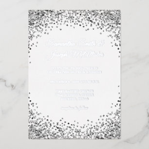 Silberne Glitter-Rand schwarze Hochzeit Folieneinladung
