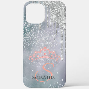 Silberne Glitter-Tropfen-Diamanten-Tiara Holografi Case-Mate iPhone Hülle