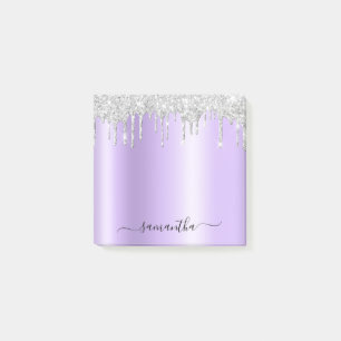 Silberne Glittertropfen blasser Lavendel-Schimmer Post-it Klebezettel