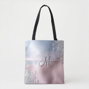 Silberne Glittertropfen Blaue Rose Gold Metallisch
