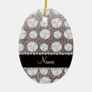 Silberne Glittervolleyball des individuellen Keramik Ornament