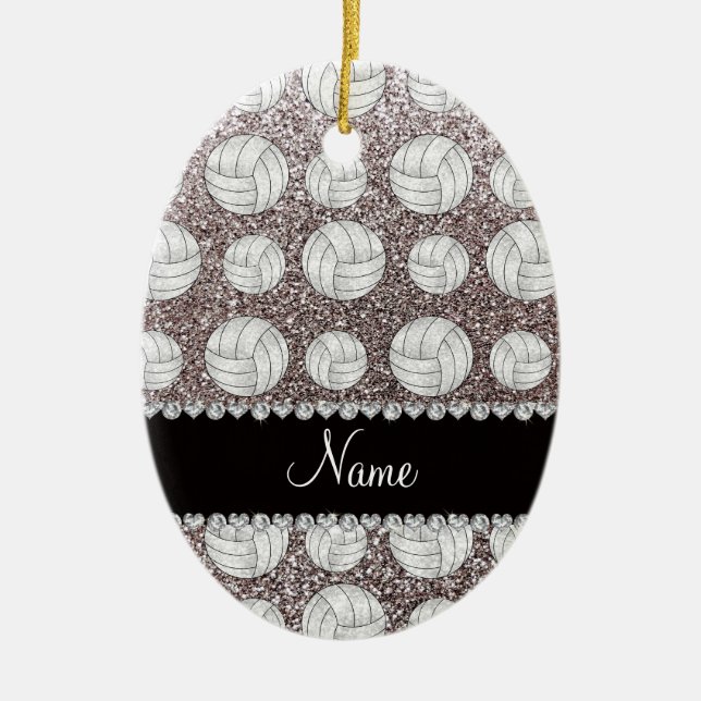 Silberne Glittervolleyball des individuellen Keramik Ornament (Vorne)