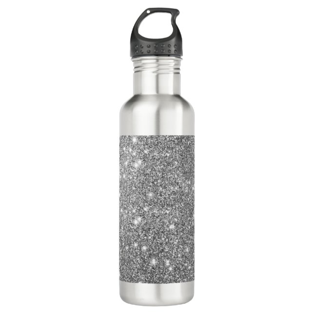 Silberne Glitzer-Glitzern Trinkflasche (Vorderseite)
