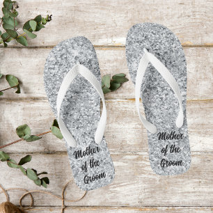 Silberne Glitzer Mutter der Braut Hochzeit Flip Flops